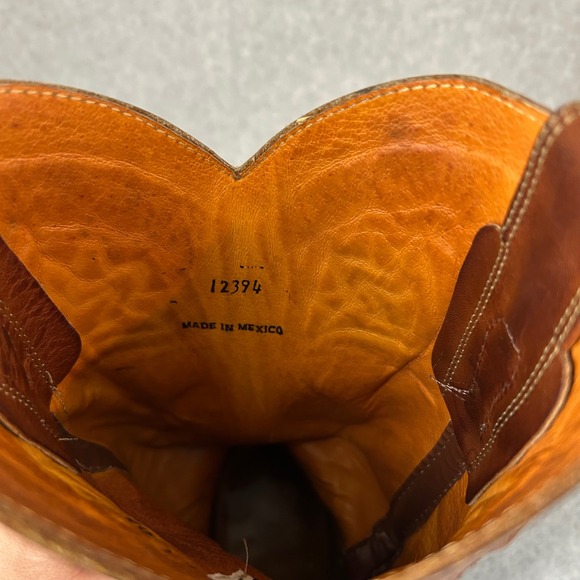 FRYE Sabrina Floral Inlay Campus Boots Brown Leather Western Womens Size 8B Vntg - Picture 8 of 16